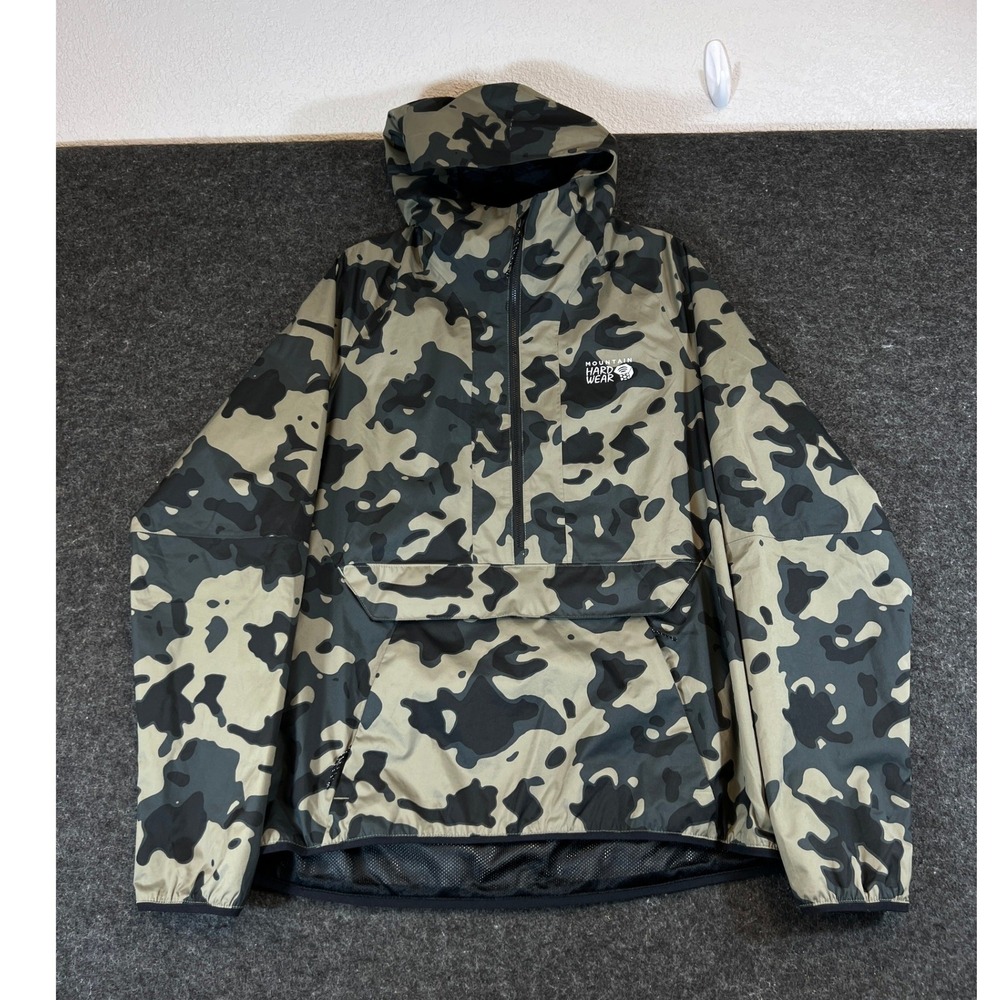 Mountain Hardwear Kor Preshell Anorak Camo Pullover Jacket Green Black Men Large - Picture 1 of 11